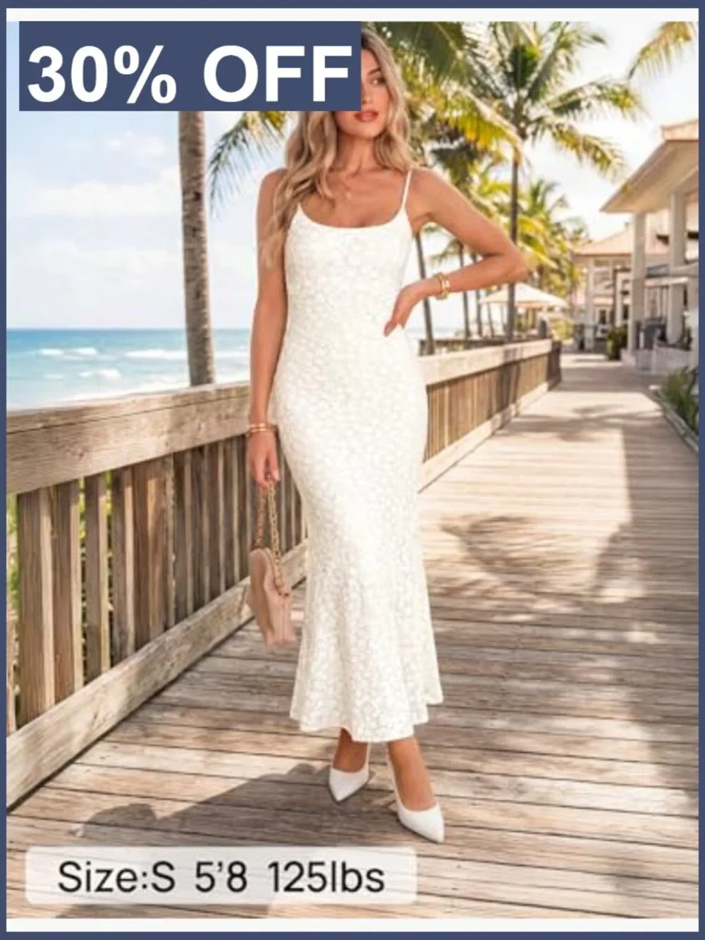 Floral Bodycon Midi Dress Spaghetti Straps Square Neck Sleeveless Summer Casual - Picture 6 of 7